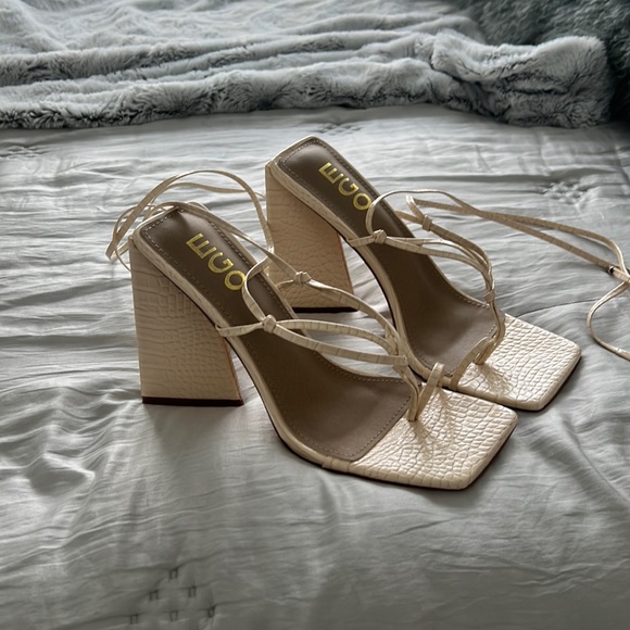 EGO Shoes - Brand new EGO new faux croc lace up nude sandals - block heel